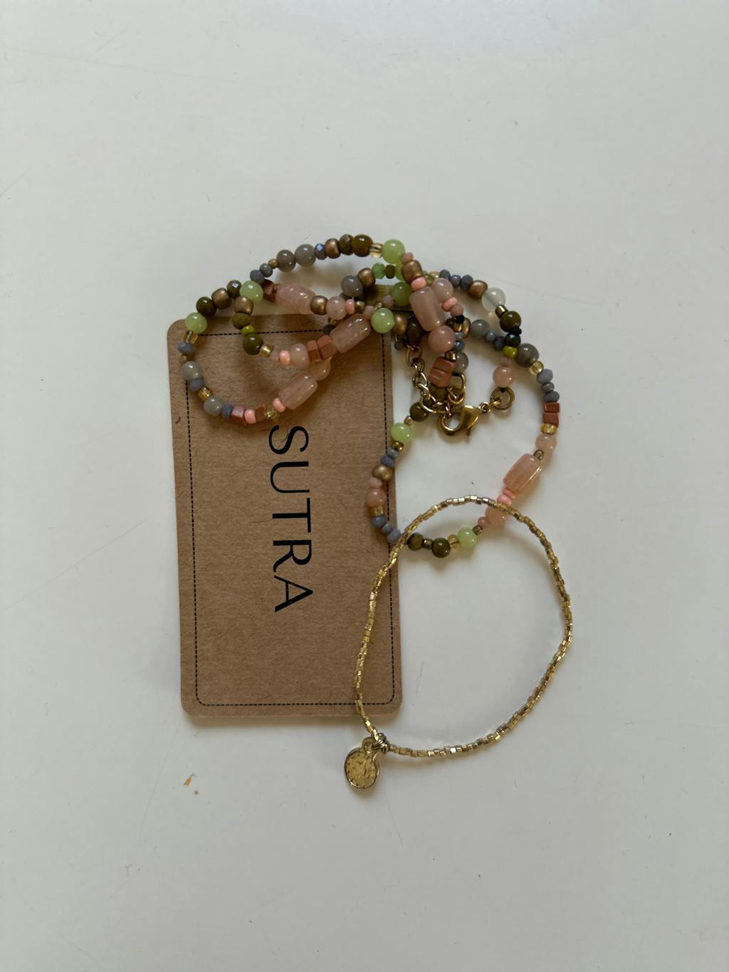 Kai Peach Crystal Stone Choker Necklace/ Halskette