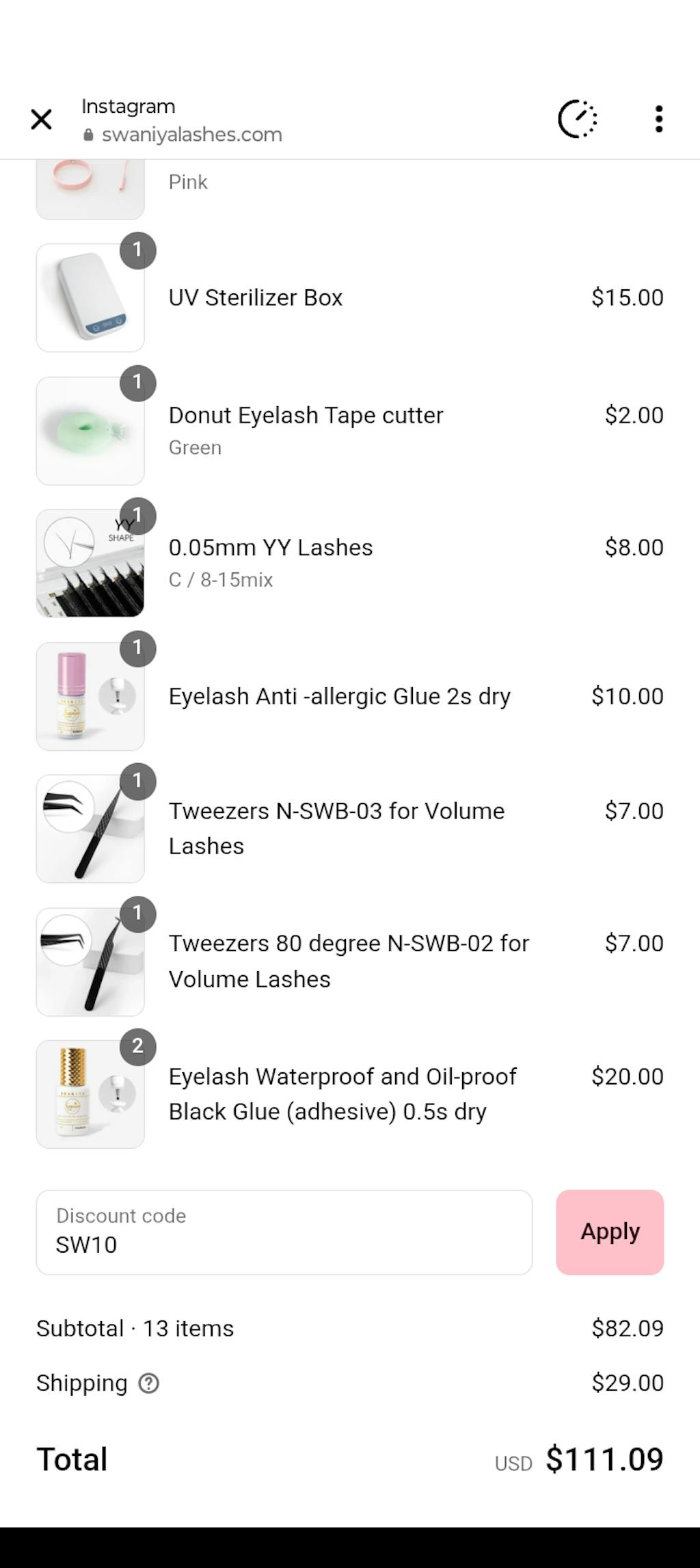 Tweezers 80 degree N-SWB-02 for Volume Lashes