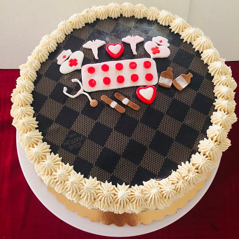 LV Monogram Birthday Cake