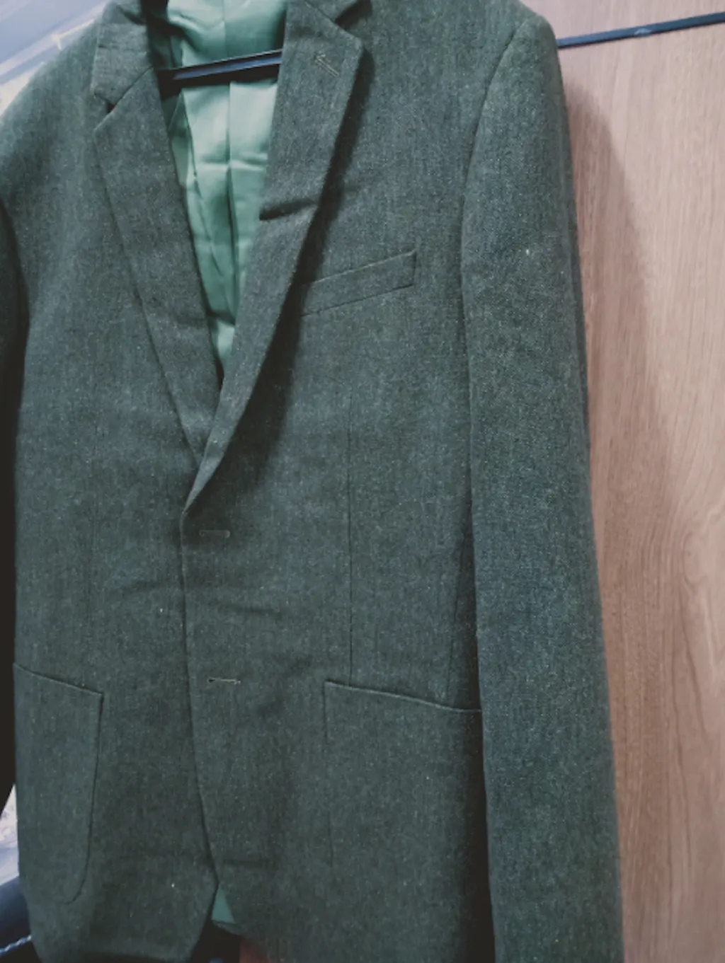 Mens Two Button Notch Label Tweed Suit Red