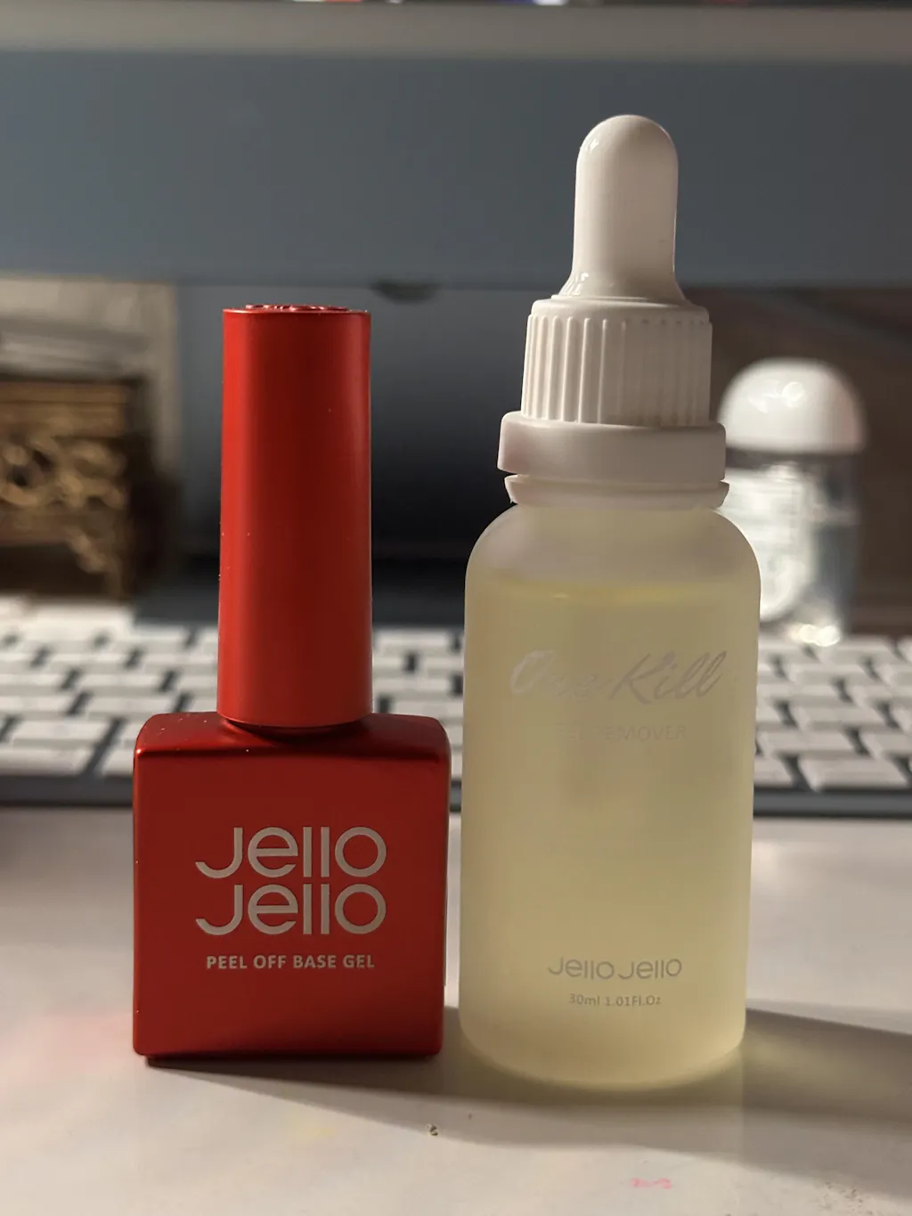 Kit Vernis Gel Jello Jello - Base Peel-off, Top Coat Brillant, Dissolvant One Kill, 10 Ml, Neuf