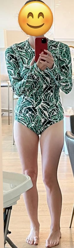 Women's Long Sleeve Surf Suit (One Piece Bodysuit) - "Palm Leaf"