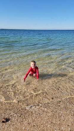 Kids UPF 50+ Long Sleeve Zipper Rash Guard Swim Shirt | "Red"