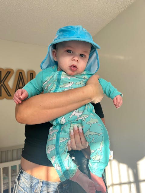 Sunsuit - Long Sleeve Romper Swimsuit | "Deep Blue Sharks"