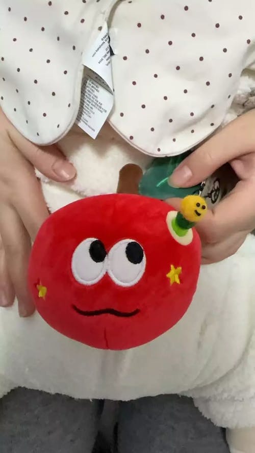 Red Apple Caterpillar Pendant Plush Toy