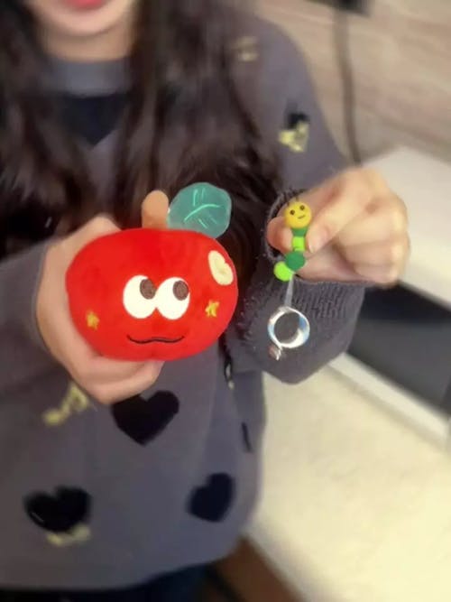 Red Apple Caterpillar Pendant Plush Toy