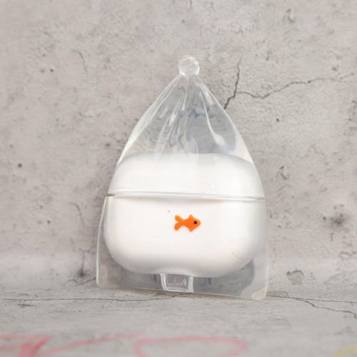 Transparent Garbage Bag Goldfish AirPods Case