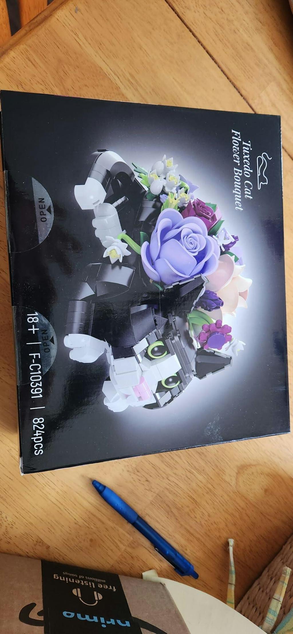 Tuxedo Cat Rose Bouquet Succulent Planter Building Blocks