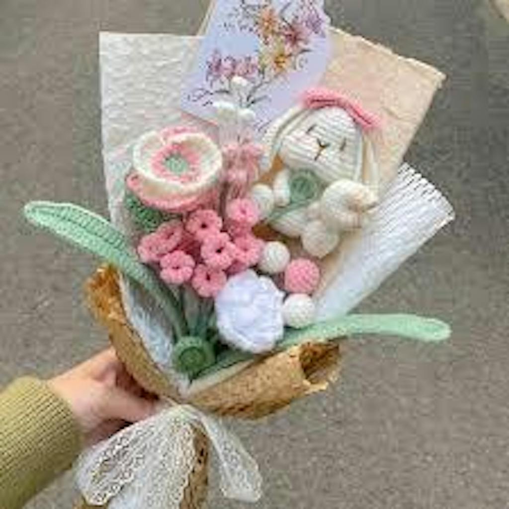 Crochet Flower Bouquet Home Dacor Valentine's Day Home