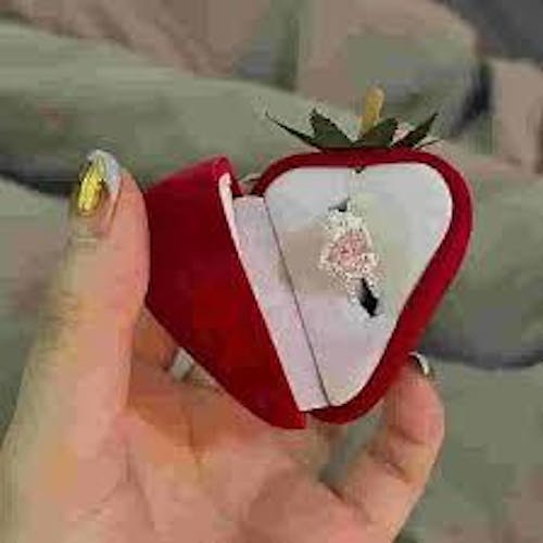 Strawberry Velvet Ring Jewelry Storage Box