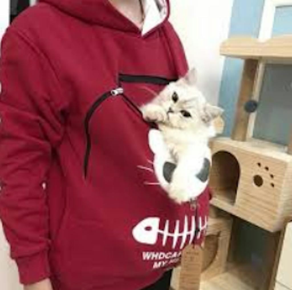 Pet Pouch Hoodie Sweatshirt with Kangaroo Pocket Holder