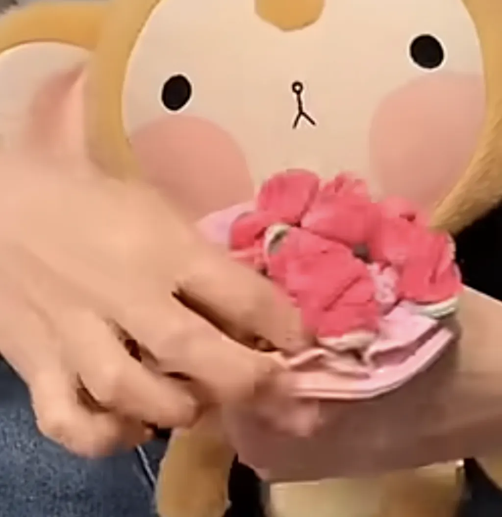 Cute Little Monkey Toy with Flowers