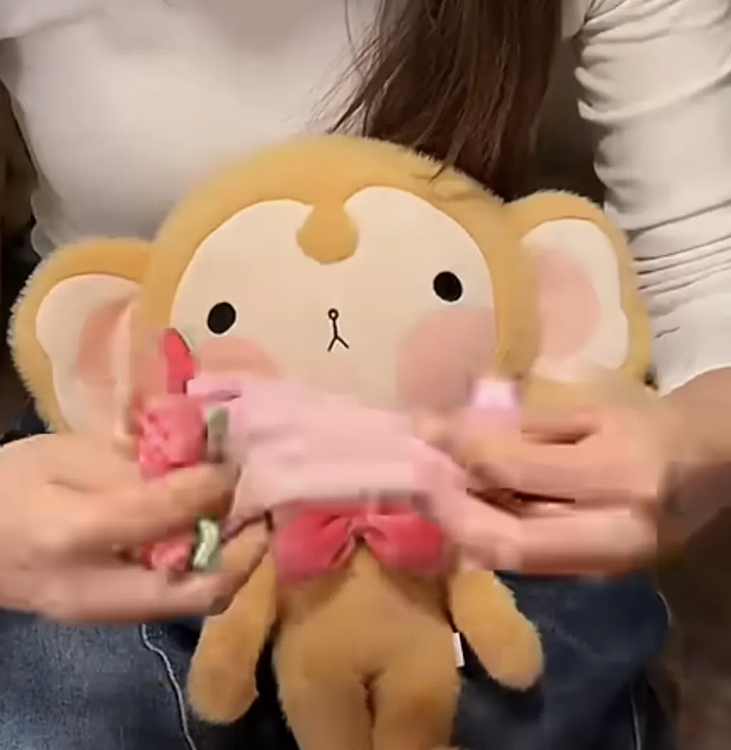 Cute Little Monkey Toy with Flowers