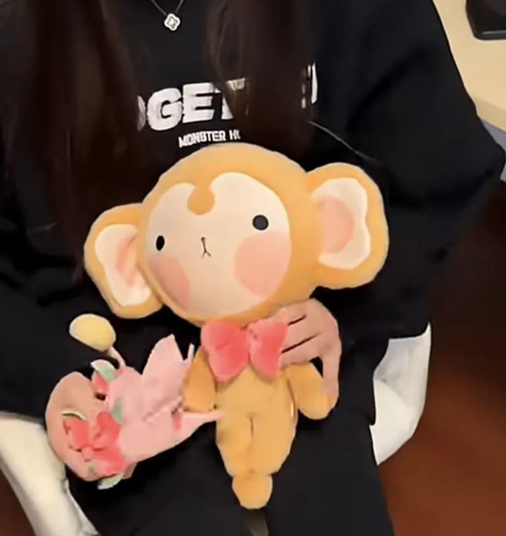 Cute Little Monkey Toy with Flowers
