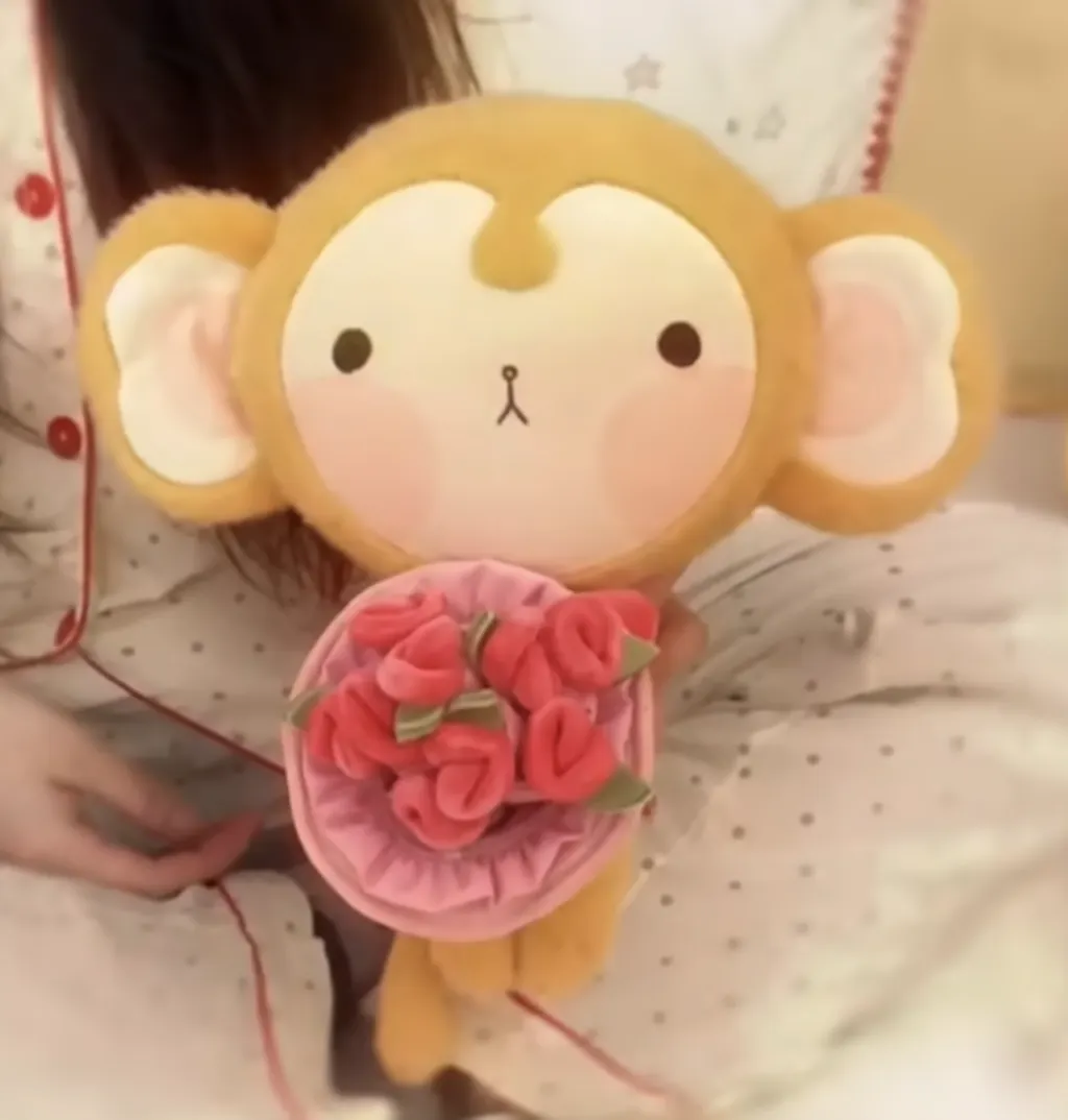 Cute Little Monkey Toy with Flowers