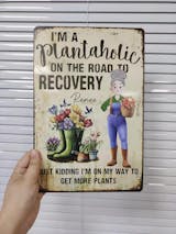 Personalized Garden Metal Sign - "Plantaholic on Recovery" Customized Gift for Plant Moms
