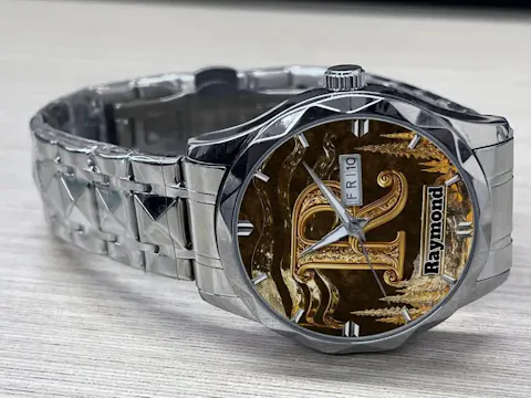 Personalized Initial Metal-look Dial Pattern Watch - A Meaningful Memento for Him or Her