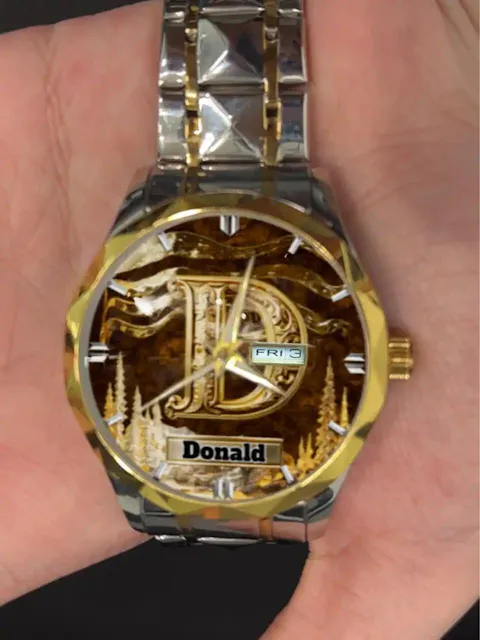 Personalized Initial Metal-look Dial Pattern Watch - A Meaningful Memento for Him or Her