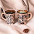 Hand Painted Clay Brown and Black Mexican Squoval Mug with Handle (Cielito Lindo Inspired) – Set of 2