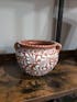 Hand Painted Talavera Planter Pot with Handles, Brown & White Cielito Lindo, Tabletop Small