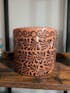 Hand Painted Talavera Tabletop Cylinder Planter Pot, Brown & Dark Chocolate Cielito Lindo