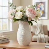 Hand Painted Mexican Talavera Flower Vase, Ivory & White Cielito Lindo