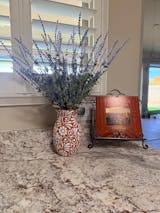 Hand Painted Talavera Floral Vase, Brown & White Signature Floral