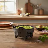 Hand Painted Engobe Piggy Salsa Bowl “Salsera Cochinito”, Charcoal & Black Cielito Lindo
