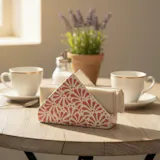 Hand Painted Talavera Napkin Holder, Ivory & Pink Cielito Lindo