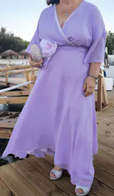 10. Abito lungo cerimonia in georgette elegante lilla glicine - PLUS SIZE