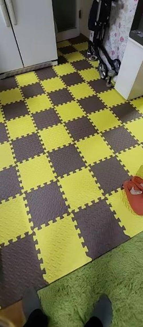 Tapis Puzzle Enfant Marron et Jaune