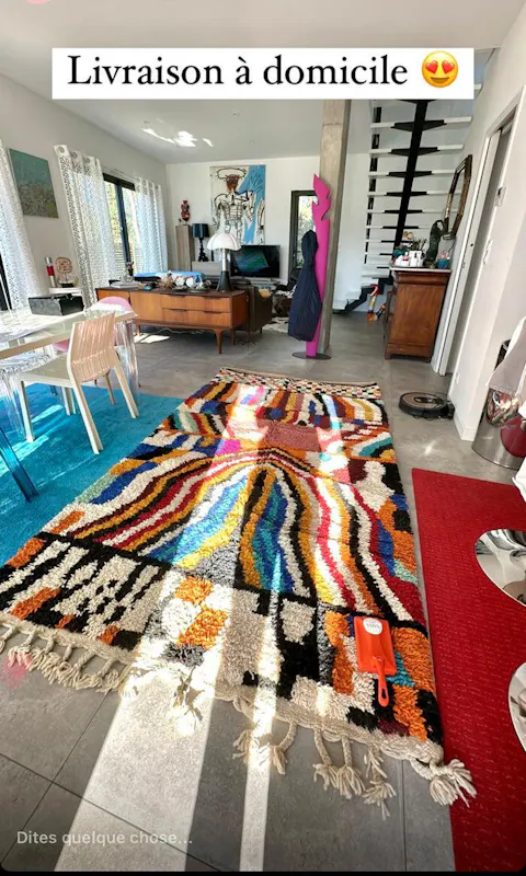 Tapis Beni Ouarain marocain coloré unique