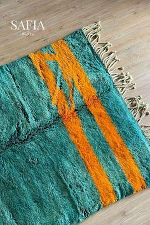 Tapis berbère de luxe Mrirt Bleu Azur I Sur mesure I