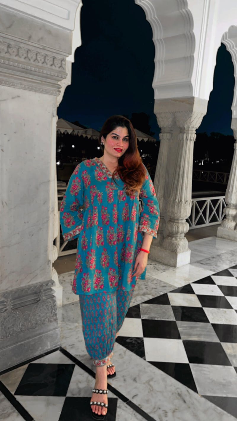 Turquoise Floral Printed Co-ord Set