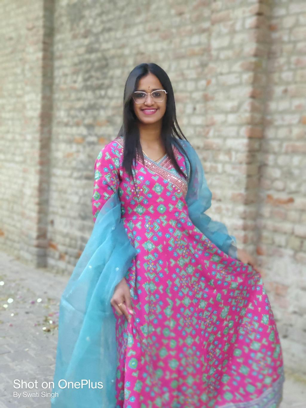 Patola Pink Anarkali Long dress with organza dupatta