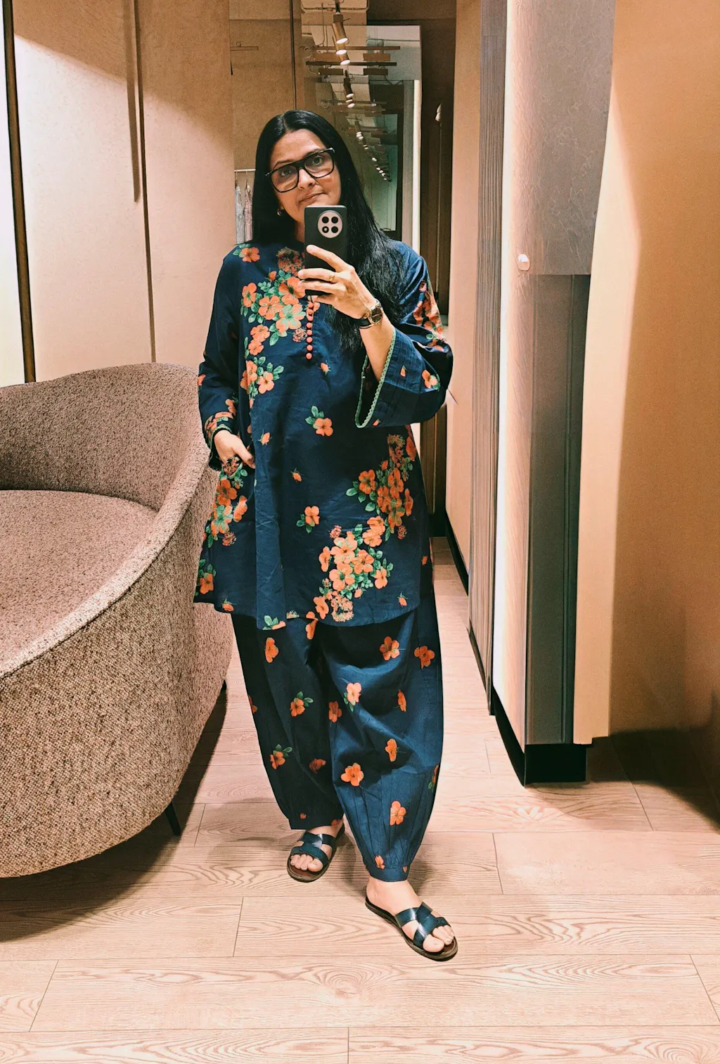 Royal Blue Embroidered Tunic Co-ord Set