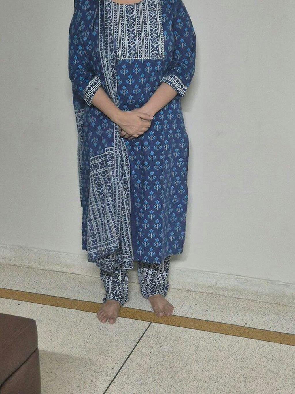 Blue Cotton Hand Block Printed Suit Set