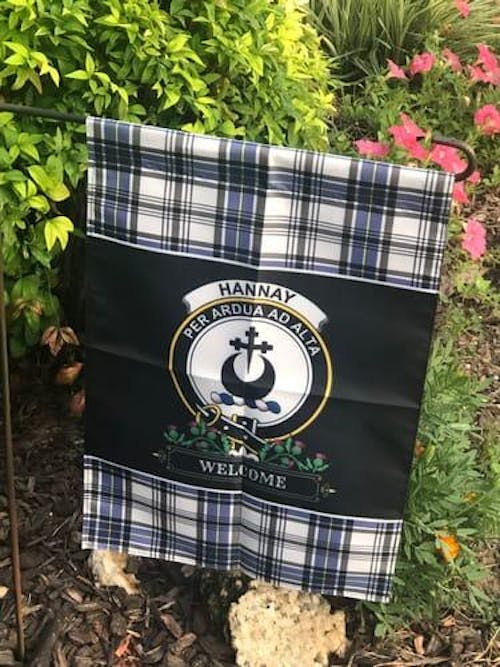 Clan Hannay Modern Tartan Crest Garden Flag - Welcome UY68