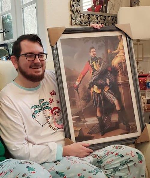 Turn Me Royal Personalized Portrait from Your Photo, Custom Tartan. Custom Canvas Wall Art as Gift for Men