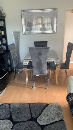 Square Louis Marble Dining Table Set And 4 Palermo Chairs