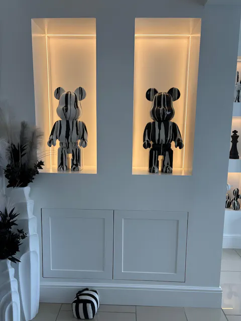 White Standing Mickey Bear with Black Paint - 69cm