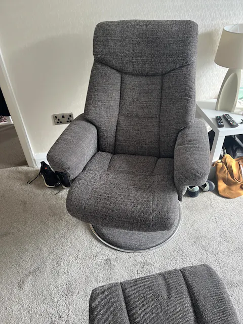 Wick Grey Fabric Chair and Footstool