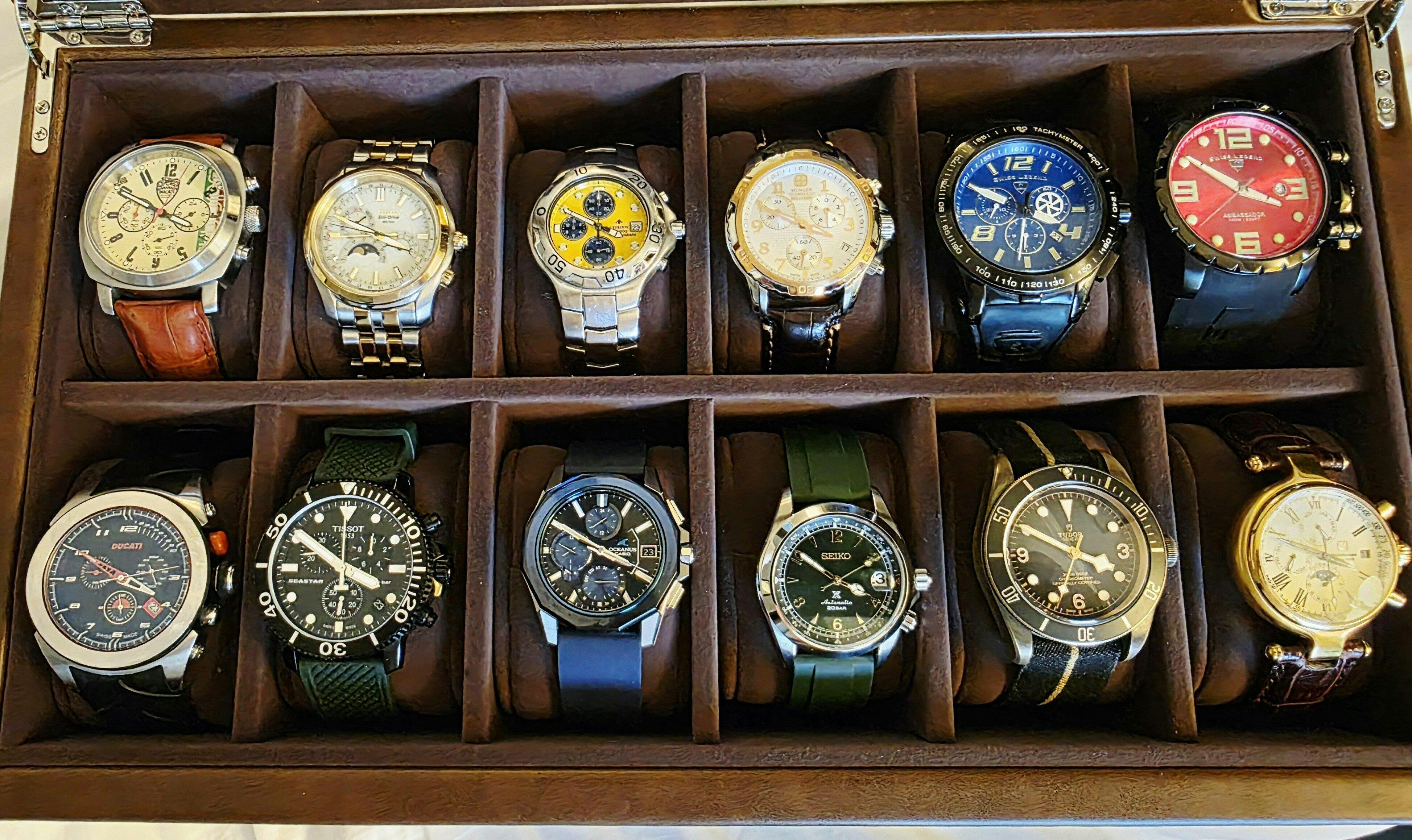 12 Slot Watch Box with Storage (Brown) - TAWBURY Bayswater Collection