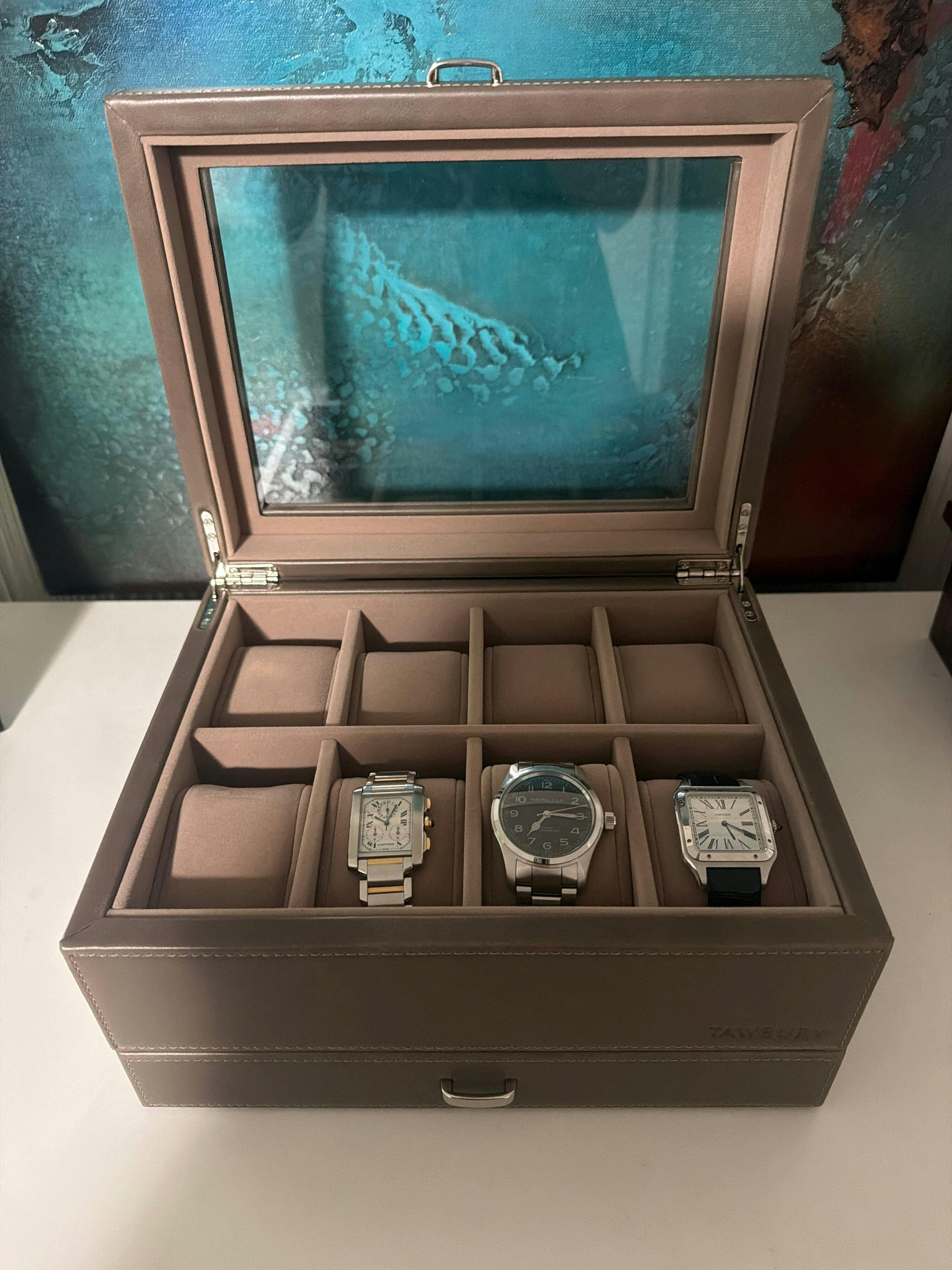 8 Slot Watch Box with Storage (Taupe) | Tawbury Bayswater