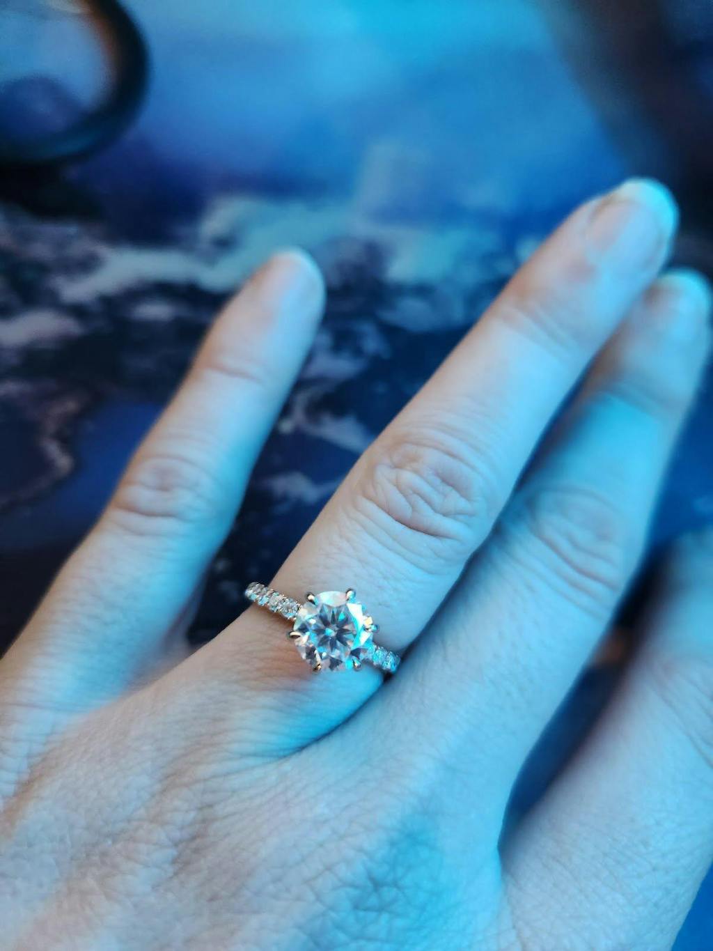 Classic French Pave Moissanite Wedding Band - 2mm