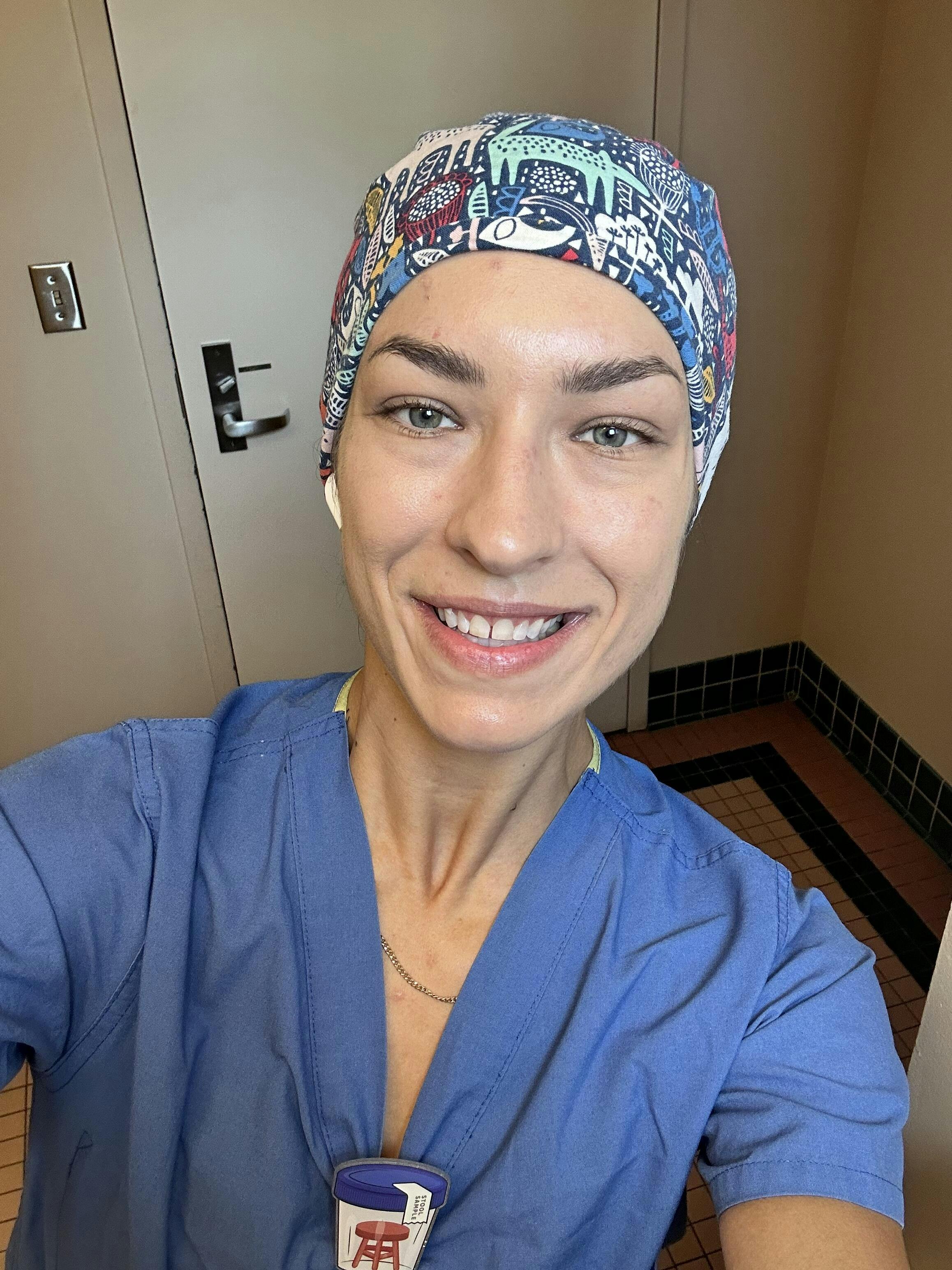 Neon Vortex Scrub Hat Bold Swirling Marble Design for Nurses