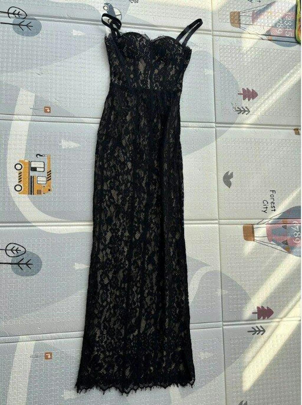 Sexy Spaghetti Strap Square Neck Lace Long Dress Women Black Floral Lace Bodycon Dress