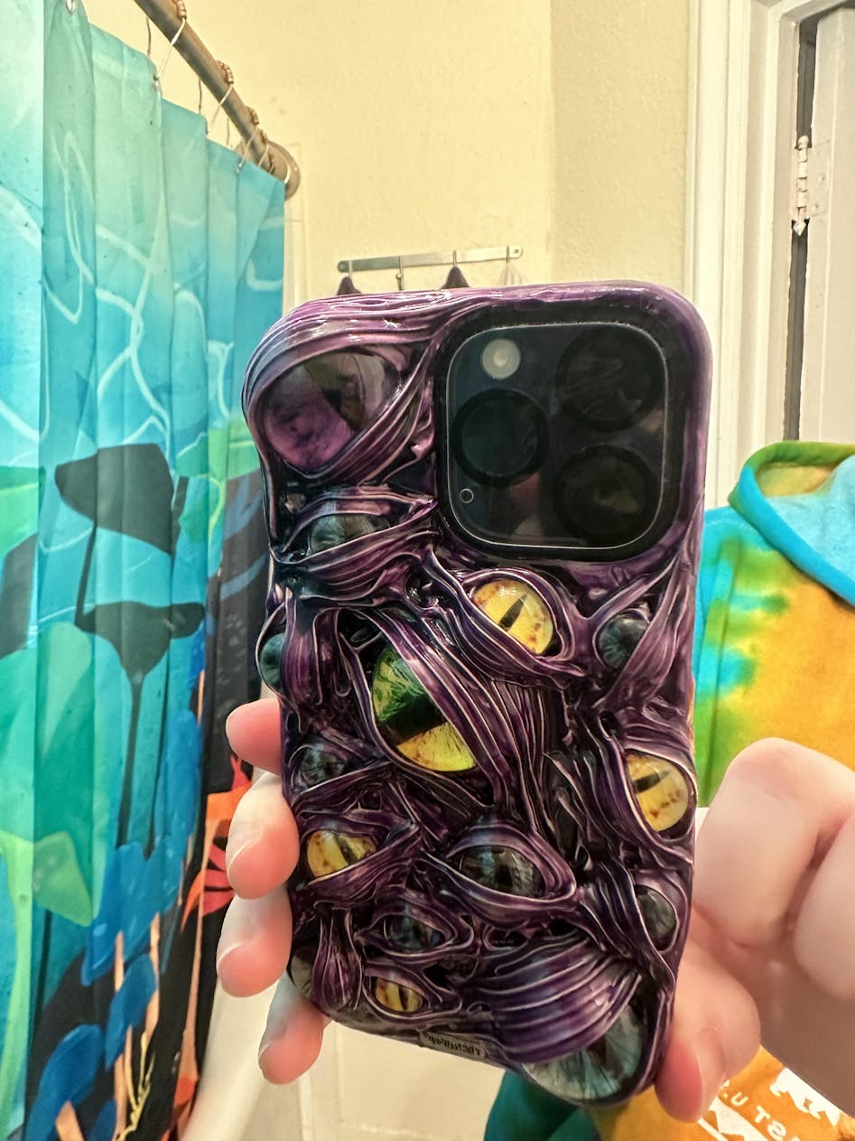  Techypop-Glow in the Dark Purple Venom Cat Eyes 100% Handmade Designer  iPhone Case (iPhone 13 pro max) : Handmade Products