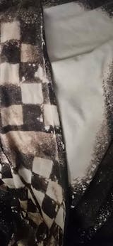 Bleached blank long sleeve checkered sleeve race unisex T-shirt