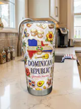 Custom Dominican Republic Tumbler With Dominican Republic Glitter Effect
